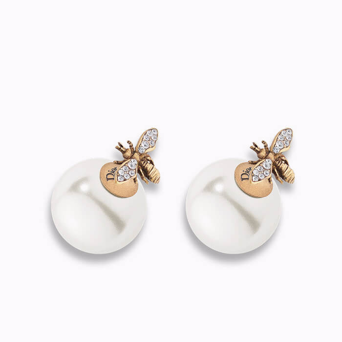 Brown earring in ged palladium finish metal